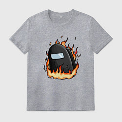 Футболка хлопковая мужская Among Us fire, цвет: меланж