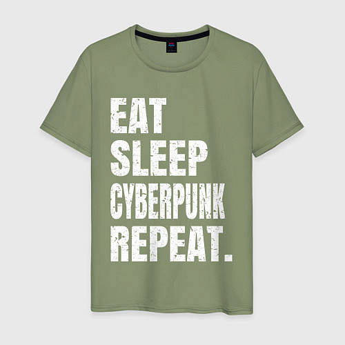 Мужская футболка EAT SLEEP CYBERPUNK REPEAT / Авокадо – фото 1