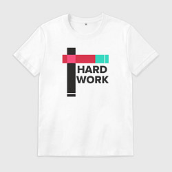 Футболка хлопковая мужская Hard work, цвет: белый