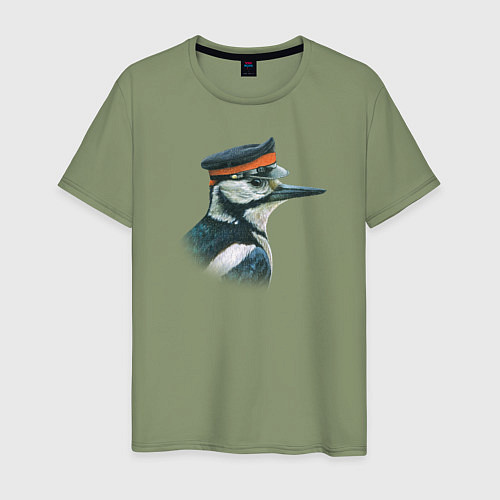 Мужская футболка Большой пестрый дятел / Авокадо – фото 1