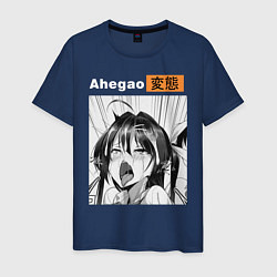 Футболка хлопковая мужская Ahegao, цвет: тёмно-синий