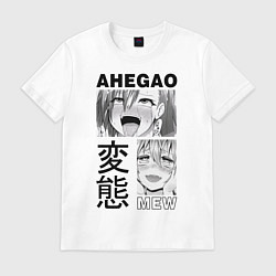 Футболка хлопковая мужская Ahegao, цвет: белый