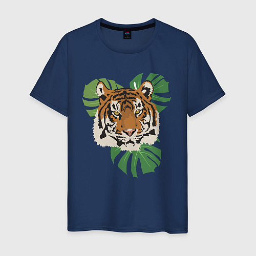 Мужская футболка Тигр в джунглях / Тёмно-синий – фото 1
