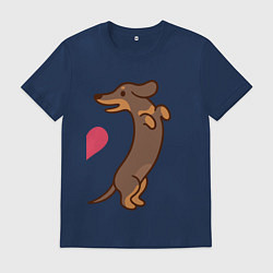Футболка хлопковая мужская Такса, цвет: тёмно-синий