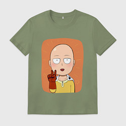 Футболка хлопковая мужская Сайтама One Punch Man, цвет: авокадо