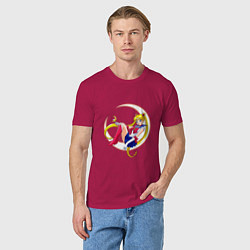 Футболка хлопковая мужская Sailor Moon, цвет: маджента — фото 2