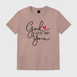 Футболка хлопковая мужская God gave me you, цвет: пыльно-розовый