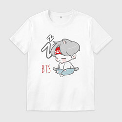 Футболка хлопковая мужская BTS sleep, цвет: белый