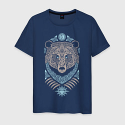 Футболка хлопковая мужская Медведь, цвет: тёмно-синий