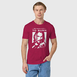 Футболка хлопковая мужская WE HAVE A CITY TO BURN, цвет: маджента — фото 2