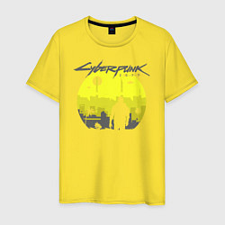 Футболка хлопковая мужская Cyberpunk 2077 CITY, цвет: желтый