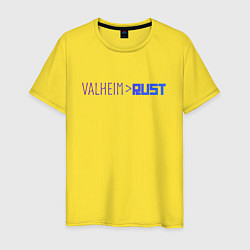 Футболка хлопковая мужская Valheim круче Rust, цвет: желтый