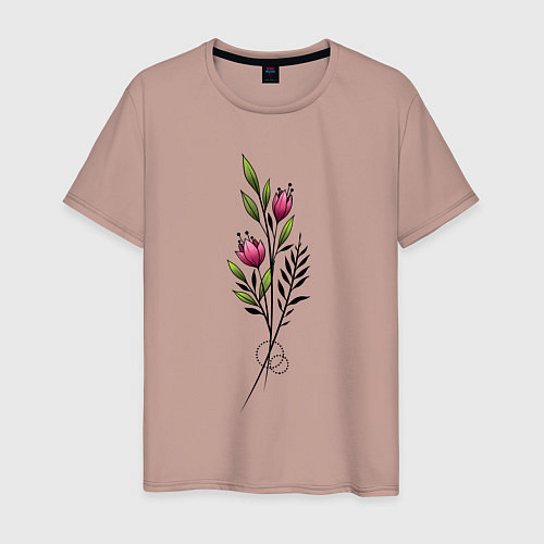 Мужская футболка Graphic flower / Пыльно-розовый – фото 1