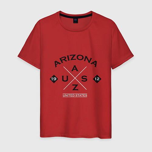 Мужская футболка Штат Аризона Хипстерское лого / Красный – фото 1