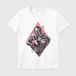 Футболка хлопковая мужская Космонавт Байкер, цвет: белый