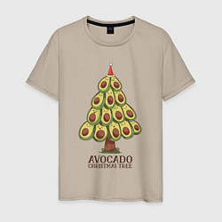 Футболка хлопковая мужская Avocado Christmas Tree, цвет: миндальный