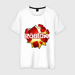 Футболка хлопковая мужская ROBLOX LOGO, цвет: белый
