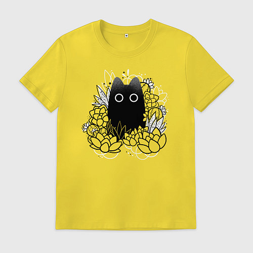 Мужская футболка Cat in plants / Желтый – фото 1