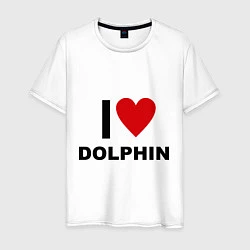 Футболка хлопковая мужская I love Dolphin, цвет: белый
