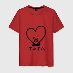 Футболка хлопковая мужская BTS BT21 TATA, цвет: красный