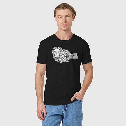 Мужская футболка Пернатая рыба / Черный – фото 3
