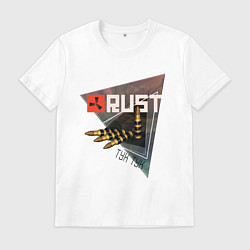 Футболка хлопковая мужская Rust Стучим в дверь соседу Раст, цвет: белый