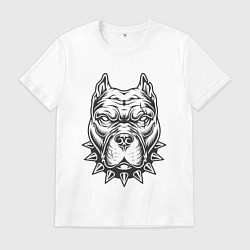 Футболка хлопковая мужская Собака в ошейнике, цвет: белый