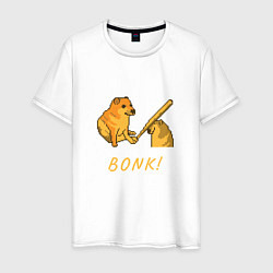 Футболка хлопковая мужская Doge Bonk go to horny jail, цвет: белый