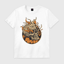 Футболка хлопковая мужская Fire Skull, цвет: белый