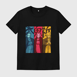 Футболка хлопковая мужская Персонажи Манги, цвет: черный