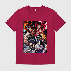 Футболка хлопковая мужская КЛИНОК РАССЕКАЮЩИЙ ДЕМОНОВ, цвет: маджента