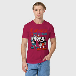 Футболка хлопковая мужская Cuphead & Mugman, цвет: маджента — фото 2