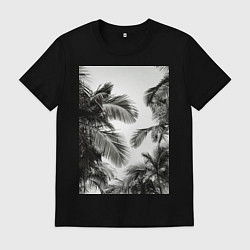 Футболка хлопковая мужская Пальмы, цвет: черный