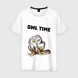 Футболка хлопковая мужская Owl time, цвет: белый