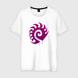 Футболка хлопковая мужская Zerg logo Purple, цвет: белый