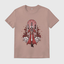Футболка хлопковая мужская Данте в розах, цвет: пыльно-розовый