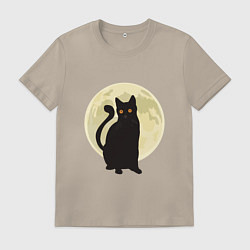 Футболка хлопковая мужская Moon Cat, цвет: миндальный