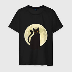 Футболка хлопковая мужская Moon Cat, цвет: черный