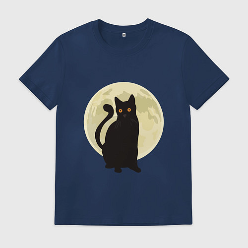 Мужская футболка Moon Cat / Тёмно-синий – фото 1