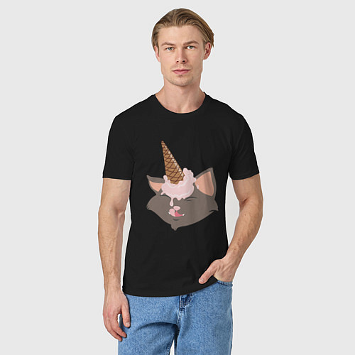 Мужская футболка Сладкий котик / Черный – фото 3