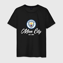 Футболка хлопковая мужская MAN CITY EST 1894, цвет: черный