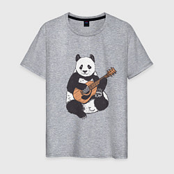 Футболка хлопковая мужская Панда гитарист Panda Guitar, цвет: меланж