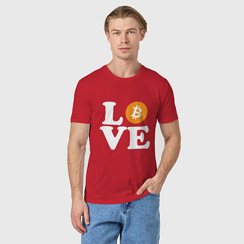 Мужская футболка LOVE BITCOIN БИТКОИН БИТОК / Красный – фото 3