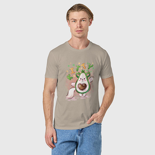 Мужская футболка Авокадо Kitty / Миндальный – фото 3