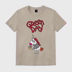 Футболка хлопковая мужская Green Day Unicorn, цвет: миндальный