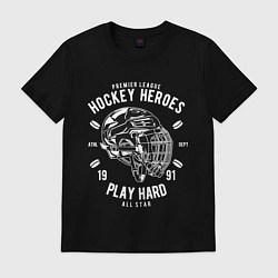Футболка хлопковая мужская Хоккей PLAY HARD, цвет: черный