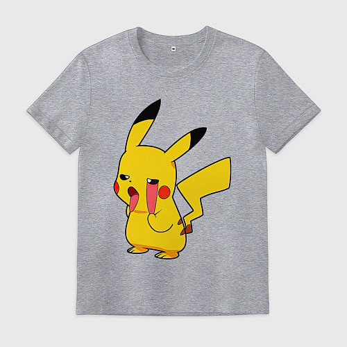 Мужская футболка Уставший Пикачу / Меланж – фото 1