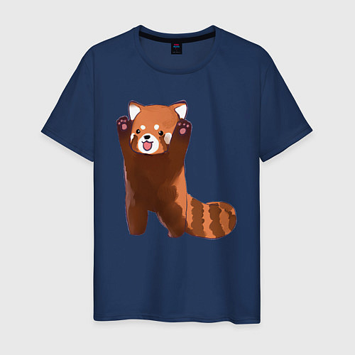 Мужская футболка Нападение милой панды / Тёмно-синий – фото 1