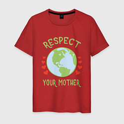 Футболка хлопковая мужская Respect Earth, цвет: красный