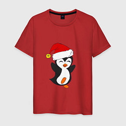 Футболка хлопковая мужская Happy Pinguin, цвет: красный